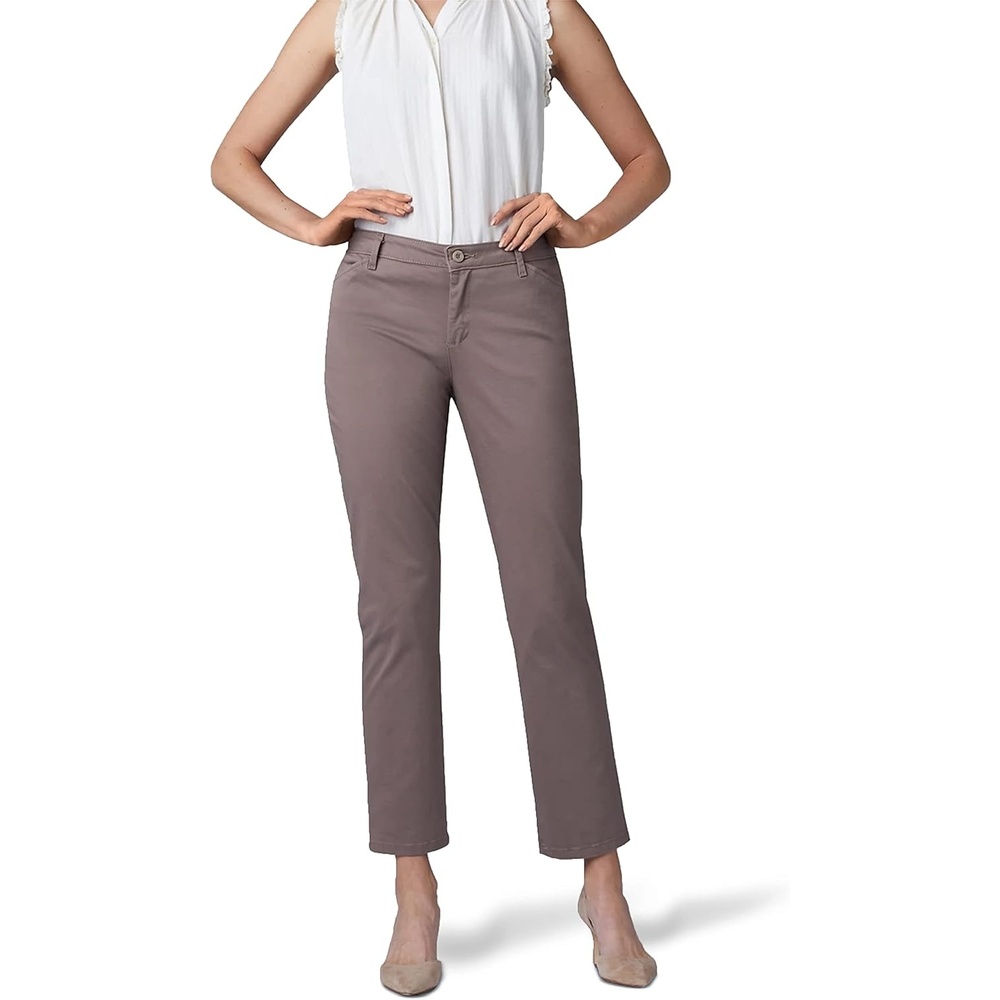image:imageLee Womens Petite Relaxed Fit All Day Straight Leg PantFalcon Brown