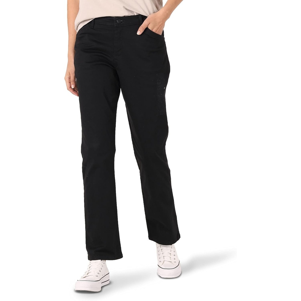 image:imageLee Womens Petite Relaxed Fit All Day Straight Leg PantJet Black