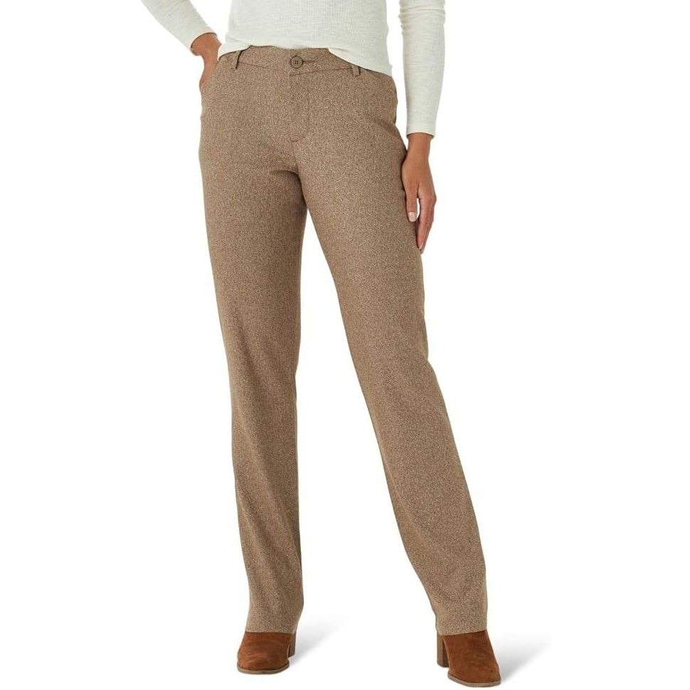 image:imageLee Womens Petite Wrinkle Free Relaxed Fit Straight Leg PantDark Earth