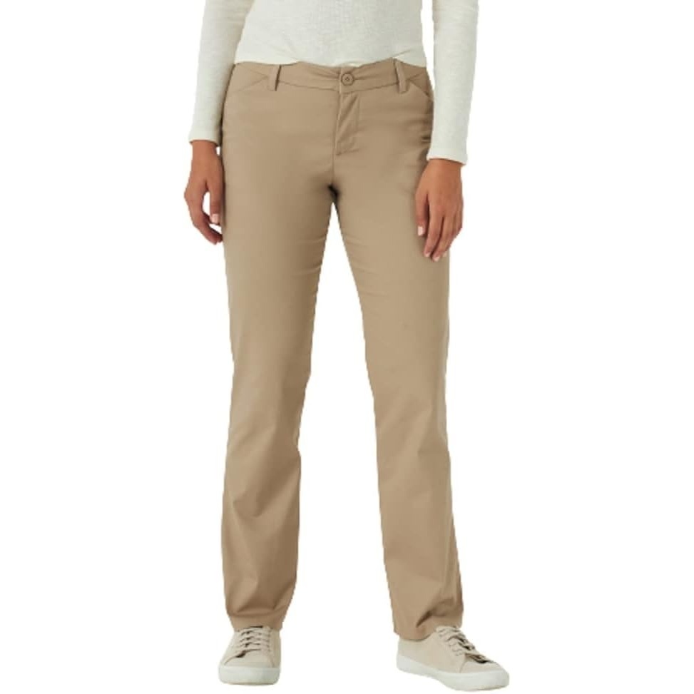 image:imageLee Womens Petite Wrinkle Free Relaxed Fit Straight Leg PantFlax