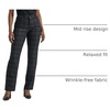 Lee Women’s Petite Wrinkle Free Relaxed Fit Straight Leg Pant(Black/Charcoal Plaid)